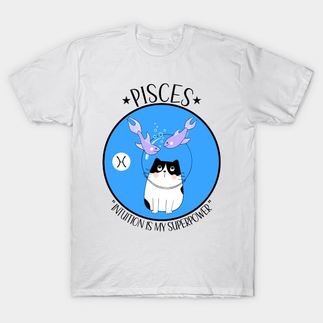 Pisces Zodiac Sign Cute Funny Cat Kitty Kitten Adorable - Light Colors T-Shirt by PorcupineTees